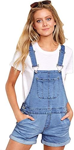 Scioltoo Girl Cute Denim bib Overall Pants Classic Work Stretch Shorts