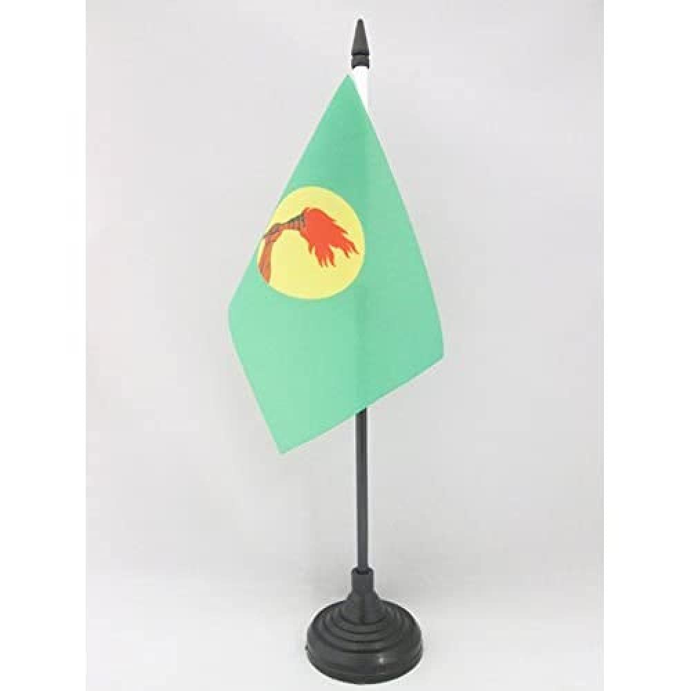 AZ FLAG - Zaire Table Flag 4'' x 6'' - Congolese Office Mini Banner 100% Polyester 15 x 10 cm - Mini Desk Flag with 10'' Pole and Black Plastic Base
