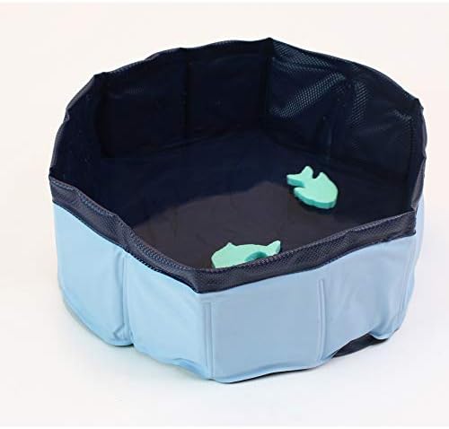 Piscina per Gatti Pieghevole, Parco giochi per gatti all'aperto, Vasca da bagno con giocattoli, Dimensioni: 30X10cm