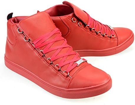 ENDEVICE Mens High Top Sneakers Casual Shoes Lace Up Skate Sneakers Red 40 EU (US Men's 8 M)