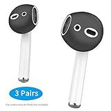 Lastma Upgrade Ultra Thin Airpods EarPods Cover [Fit in The case] [3 Pairs] Anti-Slip Earbuds Silicone Cover Compatible with Apple AirPods 2 & 1 or EarPods - Black
