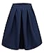 FACE N FACE Women's High Waisted A line Street Skirt Skater Pleated Full Midi Skirt Medium Navy