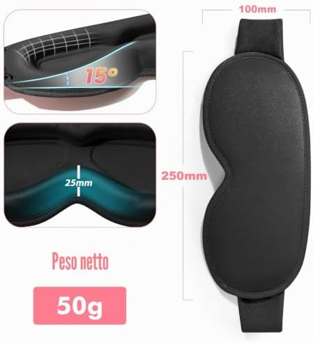Mascherina per Dormire 3D, 100% Oscurante, Spazioso e Traspirante — foto 2 di 8