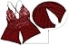 NINGMI Deep-V Lace Babydoll Lingerie Perspective Nightwear Sexy Chemises,Red,Large