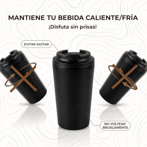 Smarthers Termo Cafe o Te - Taza Termo Cafe para Llevar, Vaso Termico con Mantenimiento de Frío y Calor 4-6 Hrs, Taza Termica de Acero Inoxidable Bpa Free, Vaso Cafe para Llevar, Vaso Termico Cafe