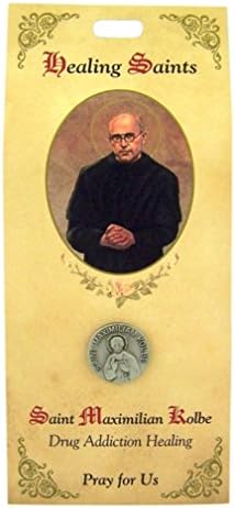 Silver Toned Base Healing Saints Lapel Pin, 3/4 Inch (Saint Maximilian Kolbe (Drug Addiction Healing))