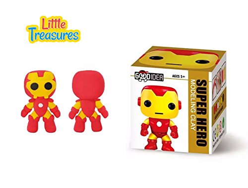 Clay modeling and sculpting DIY play-set â€“ create your 3D red and yellow theme favorite cartoon super-hero characters with molding play-dough kit â€“ a fun arts and craft kidâ€™s artist toy project