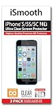 Apple iPhone 5, 5C, 5S Ultra Clear Premium HD Screen Protector 3 Pack by iSmooth
