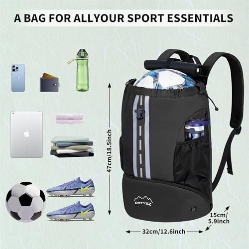 Wasserdicht Rucksack mit Kordelzug Sportrucksack mit Schuhfach Multifunktionaler Tagesrucksack für Gym Yoga Schwimmen Tanzen Basketball Volleyball Fußball Tasche