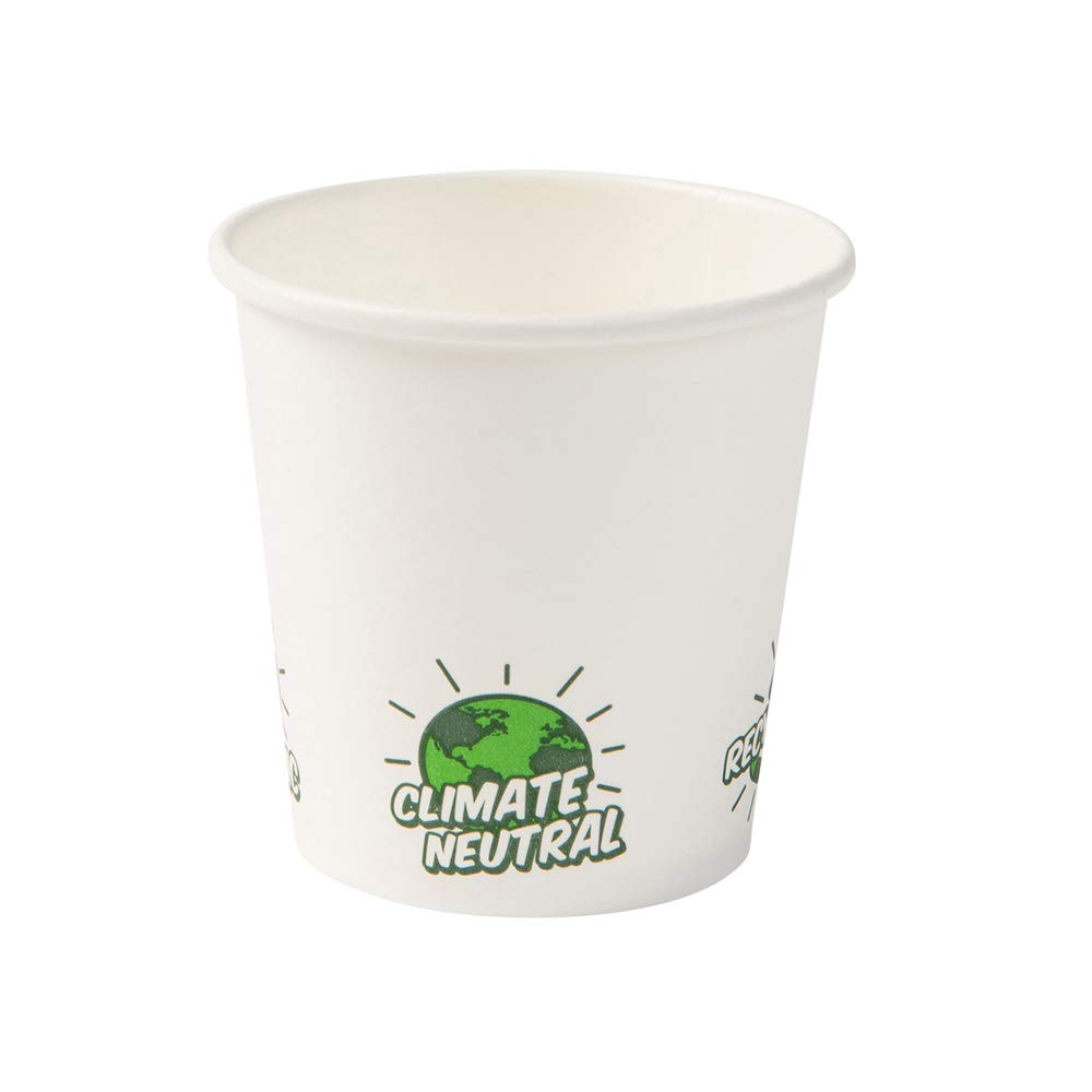 BIOZOYG 50x Disposable Coffee Cups 100 ml / 4 oz, Ø 62 mm White with Environmental Motifs - Paper Cups for hot Drinks Plastic-Free - Coffee Cups Disposable
