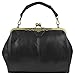 Micom New Small Retro Vintage Kiss Lock Imitation Leather Purse Handbag Totes Bag for Women,girls (Black)