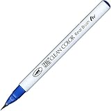 Kuretake ZIG Clean Color Real Brush Pen, Dull Blue Ink