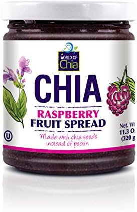 World of Chia Standard Chia Spread - All Natural, Plant Based, Gluten Free, Vegan, Omega 3, Kosher, Made in USA, NON GMO Verified, Made with Local Fruit & Non Refined Cane Sugar - (Raspberry, 3 packs)