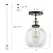 Linea di Liara Primo Large Black and Gold Glass Globe Pendant Light Fixture Farmhouse Pendant Lighting for Kitchen Island Mid Century Modern Ceiling Light Clear Glass Shade, Bulb Included, UL Listed