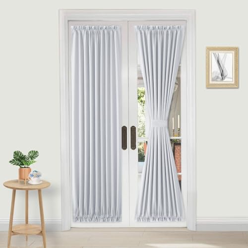 DWCN Thermal Curtains Rod Pocket and Tiebacks for Glass Window Door, Kitchen and Patio Door, Privacy Screen, 36 W x 72 L, 1 Panel, Greyish White