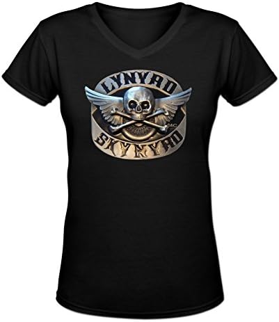 Jamefoxfit Womens Design Lynyrd Skynyrd Blank V-neck Slim Fit T-shirt L Black
