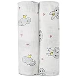 Baby Muslin Swaddle Blankets by WeePrinces - Set of 2 Large Lightweight Super Soft Swaddle Cotton Blankets 47