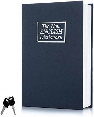 mercimall Dictionary Diversion Book Safe with 2 Key Lock, Metal, Medium Size (Dark Blue)