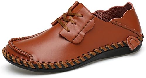 ChicWind Mens Wide Feet Shoes Casual Leather Comfort Lace-Up Sneaker Light Brown