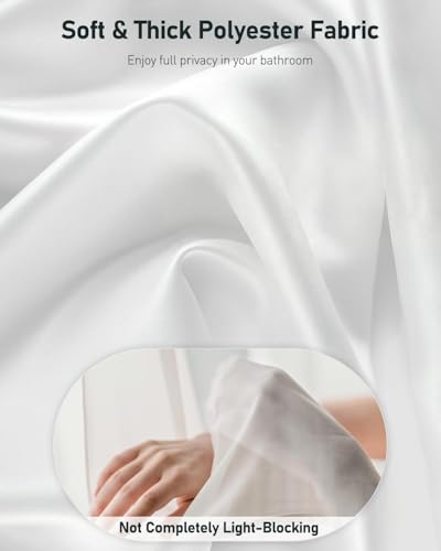 Uniclife Shower Curtain White, 180 x 200 cm Fabric Shower Curtain for Bathroom, Waterproof Polyester Bath Curtain with 12 Rust Resistant Grommets & Weighted Hem for Bathtub