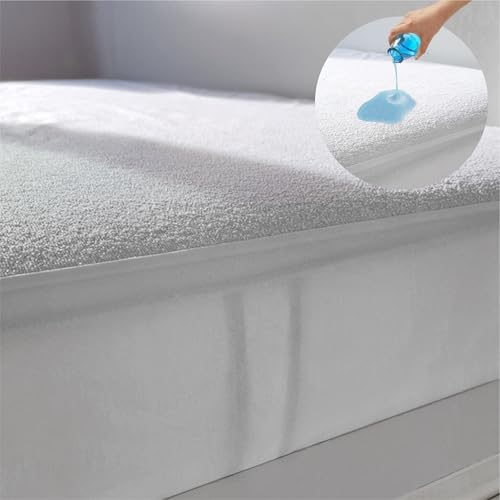 FOCARIS Home Waterproof and Adjustable Mattress Protector Cover Mattress Cover 200 x 200 cm Thickness 30 cm Antibacterial / Anti Dust Mite Protector 200 Mattresses 200 x 200 cm Packaging Presentation Gift