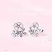 BAMOER 925 Sterling Silver Poetic Daisy Cherry Blossom Earring Studs Pink Enamel with Clear CZ for Women