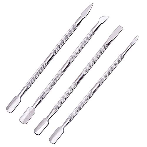 Laza 4 Pcs Cuticle Trimmer Cuticles Pusher Cutter Peeler Scraper Gel Nail Polish Remove Spoon Under Nail Professional Precise Nipper Manicure Pedicure Tools Set for Salon Home Use Fingernails Toenails