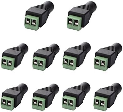 LMID LED Connector Female DC Jack 5.5MM*2.1MM DC Socket Power Adapter Terminal Block Connector for LED Strip Light/CCTV Camera (10PCS Female DC Jack)