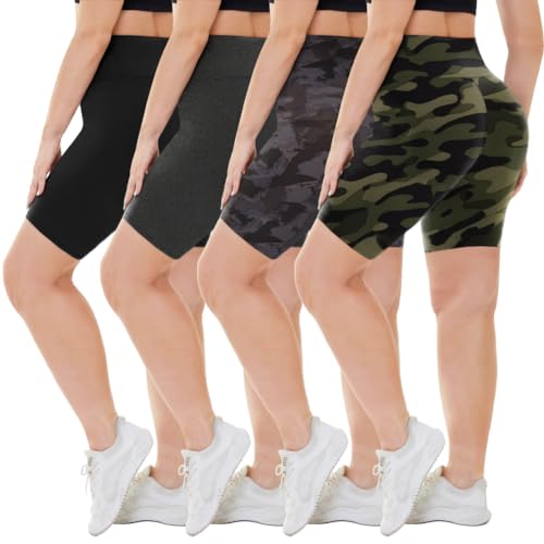 CAMPSNAIL 4 Pack Biker Shorts for Women High Waist - 5
