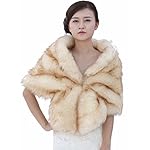 Aukmla Women's Bridal Wedding Fur Shawls and Wraps, Fur Stoles for Women