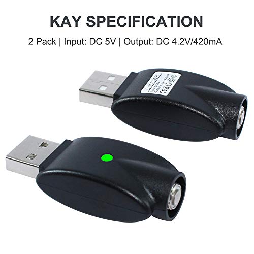 510-Thread USB Smart Charger with Over-Charge Protection, Compatible with Standard 510 Threaded Devices – 2 Pack