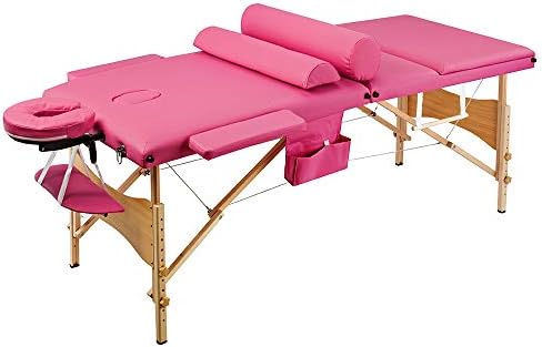HEEGNPD Portable folding salon massage bed massage table with 3 adjustable sections in pink or blue 70 CM