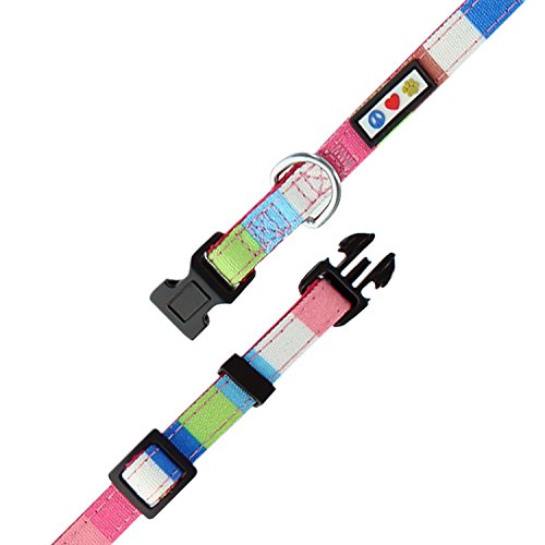 Pawtitas Pet / Puppy Soft Training Adjustable Multicolor Dog Collar Small 5/8 Inch Pink / White / Teal / Green