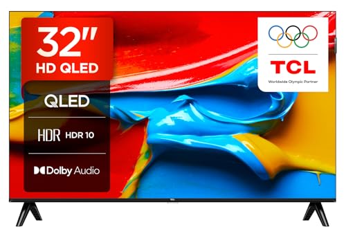TCL TV 32V4C - 32" HD Smart QLED Direct LED con Android TV e HDR - Compatibile con Google Cast e Google Home, Design Delgado