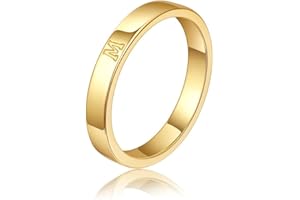 WFYOU 18K Gold Filled Initial Rings for Women Girls that Don't Tarnish Dainty Gold Initial Ring Alphabet Letter Rings Wedding Bands Stackable Thin Thumb Pinky Finger Rings Gold Jewelry Gifts for Women