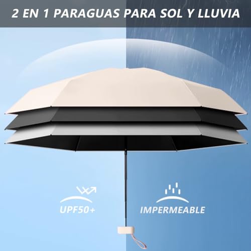 MXHIGO Paraguas de Bolsillo Reforzado para Lluvia y Sol, Mini Sombrilla con Protección UV, Ultra Ligero y Portátil, Más Robusto, con 12 Varillas Reflectantes, Mini Paraguas Plegable con Estuche