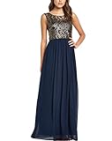Nemidor Women's Chiffon Sexy Metallic Lace Prom Maxi Dress