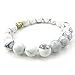 KONOV Howlite Turquoise Mens Womens Bracelet, 10mm Energy Bead, Buddha Mala, White Gold