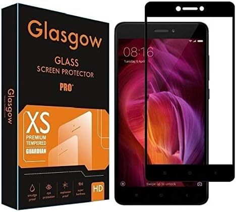 glasgow |for mi redmi note 4 | tempered glass screen protector guard | full glue curved tempered glass | bubble free installation | gorilla (Black) edge to edge full screen coverage