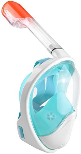 THEHOPE easy breathe full face snorkel mask set with free antifog spray (98green, S/M)