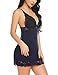 ADOME Women Sleepwear Lingerie Modal Chemise Sexy Nighties Lace Babydoll Full Slips V Neck Nightgown