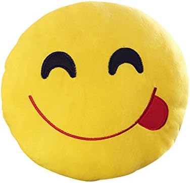 Emoji Emoticon Cushion Pillow Cute Yellow Round Soft Stuffed Plush Toy Doll for Kids Party Sleeping