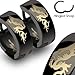 SER-0011 Pair of 316L Stainless Steel Dragon Design Plain Black Huggie Hoop Earrings