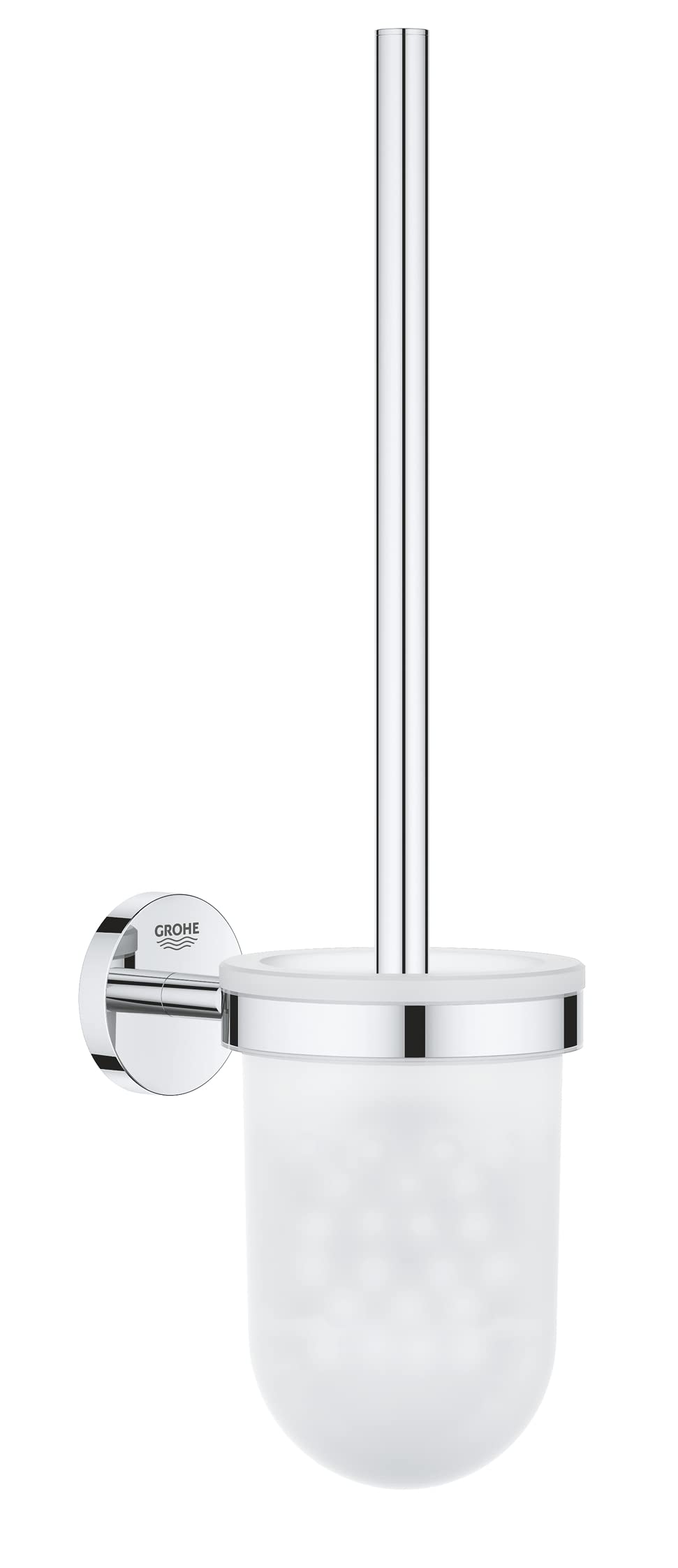 GROHE Start Cosmopolitan QuickFix Toilet Brush Set (Glass and Metal, Wall-mounted, Concealed Fastening, Including Screws and Dowels, Easy to Fit with GROHE QuickGlue), Size 374 mm, Chrome, 41169000