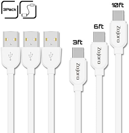 USB Type C Cable, Zojoro 3Pack [3FT 6FT 10FT] High Speed USB C Data &amp; Charging Cable for Samsung Galaxy S8,Samsung Galaxy S8 Plus, Nexus 6P 5X, Google Pixel, LG G5 V20, HTC 10,New Macbook More