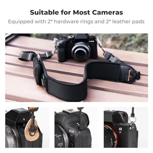 K&F Concept Camera Strap, Professional Wide Camera Strap, Adjustable Camera Shoulder Strap 109-133 cm for SLR DSLR Cameras, Camera Strap with Removable Zip Pocket