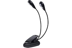 Joyzan Music Stand Light, Dual Arm Clip on 8 LED Book Lights Rechargeable Gooseneck Flexible Reading Clamp Lamp USB Eye Prote