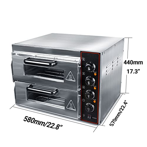 ZXMT Commercial Pizza Oven Double Oven 3000W 16 inch Stainless Steel