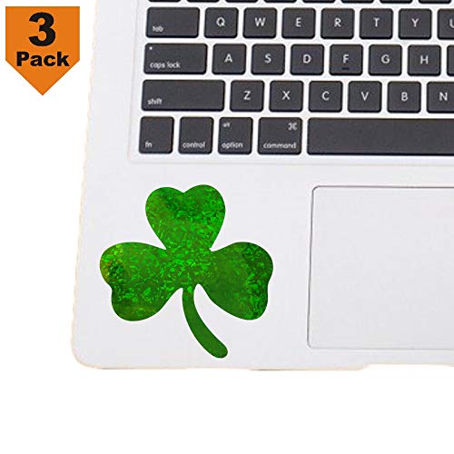 CUSHYSTORE 3X Green Shamrock Hologram Holographic 2.5" Clover Leave Leaf Lucky Tree Decals Decal Vinyl Sticker PVC for Laptop Notebook Tablet Fridge Book Mobile Phone - Thumbnail 3