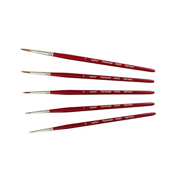 5 feine Rotmarderpinsel KÃ¼nstlerpinsel Rotmarder Pinsel Set Spitzpinsel GrÃ¶sse 0, 1, 2, 3 und 4 Pinselset fÃ¼r Aquarell Modellbau Ãl Acryl Detail – Bild 3